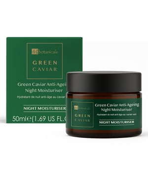 Dr. Botanicals Crema de noche antioxidante antiedad con caviar verde y aceite de argán, 50 ml.
