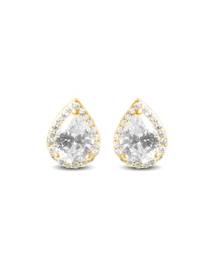 Pendientes Luxenter, theli de plata de ley 925 y circonita brillante acabado baño oro 18K