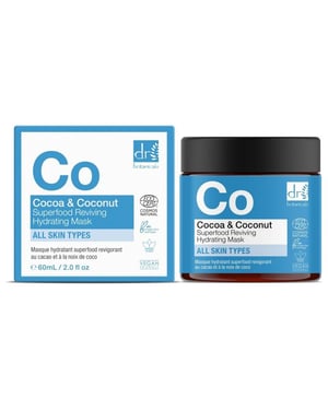 Dr. Botanicals Mascarilla hidratante revitalizante de superalimentos de cacao y coco, 60 ml.
