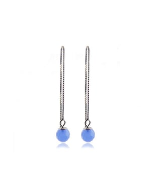 Pendientes Luxenter, yedia de plata de ley 925 y cuarzo hidrotermal azul aguamarina acabado baño rodio