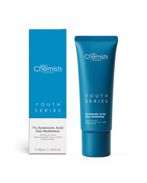 skinChemists Crema hidratante de día antiedad con ácido hialurónico al 1%, 50 ml.