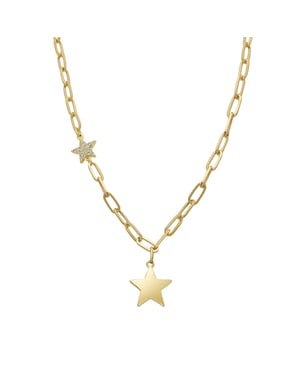 Collar Luxenter  Estrella de Circonita Brillante,acabado en oro amarillo de 18 quilates