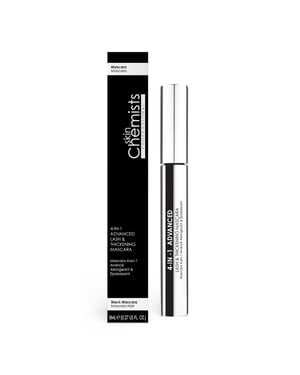 skinChemists Máscara de pestañas avanzada 4 en 1 para dar volumen y espesar las pestañas, 8 ml