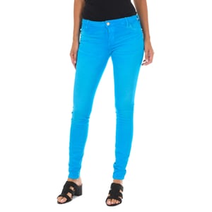Pantalon Tejano Largo efecto gastado con tejido elástico 10DB50210-G272 mujer