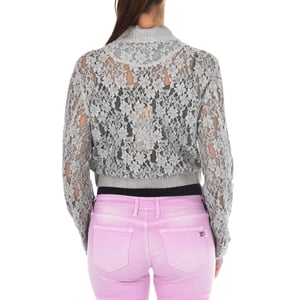 Chaqueta de Manga Larga tejido de puntilla y rejilla 10DGA0622-P335 mujer