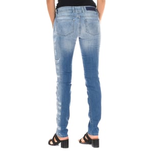 Pantalon Tejano Largo efecto gastado y roto 10DBF0598 mujer
