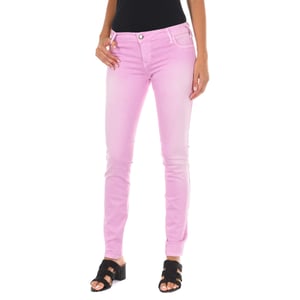 Pantalon Tejano Largo efecto gastado con tejido elástico 10DB50210-G272 mujer