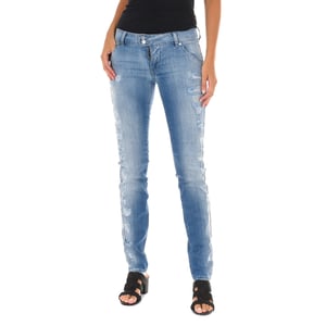 Pantalon Tejano Largo efecto gastado y roto 10DBF0598 mujer