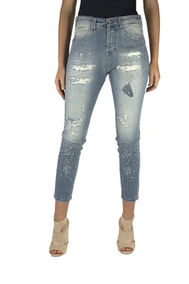 Pantalon Tejano Largo corte del bajo recto 10DBF0667 mujer