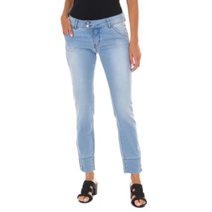 Pantalon Tejano Largo efecto gastado con bajos de corte estrecho 10DBF0770 mujer