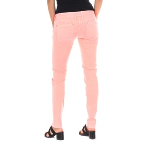 Pantalon Tejano Largo efecto cosido con basjos estrechos 10DB50135-G151 mujer
