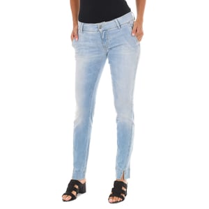 Pantalon Tejano Largo efecto gastado con bajos de corte estrecho 70DBF0282-D762 mujer