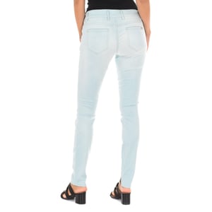 Pantalon Tejano Largo efecto gastado de tejido elástico 70DBF0552-G194 mujer