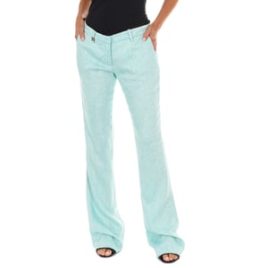 Pantalon de lino Largo con bajos acampanados 70DBF0490-L041 mujer