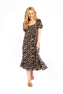 Vestido Isabella con estampado de cebra y camisas