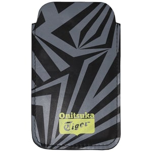 Onitsuka Tiger Tigre impreso Gris Negro de cuero negro iPhone 5 Manga de bolsas 113939 0900