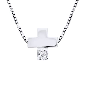 Collar de diamantes Cross Natural 0.050 CTS 925