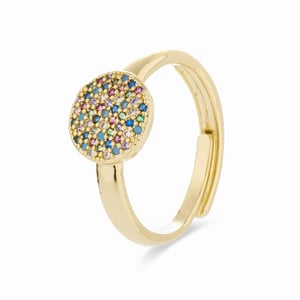 Anillo Luxenter con Circonita Multicolor acabado en oro amarillo de 18K - Cuix