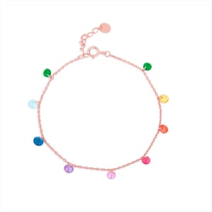 Pulsera Luxenter, Rolcon de plata de ley 925 y circonita multicolor con acabado baño oro rosa 18K