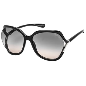 Gafas de sol negras brillantes con lentes ahumados degradados de Tom Ford