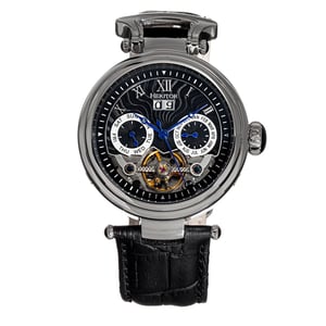 Reloj de cuero automático Heritor Ganzi semi-esqueleto