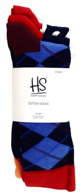 HS by Happy Socks - Pack de 3 Calcetines de vestir Argyle - Argyle (Rojo)
