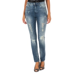 Pantalon Tejano Largo con corte del bajo recto 10DB50280 mujer
