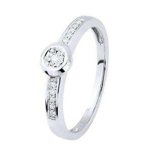 Diamond Solitaire compatible con 0,060 CTS Ilusion 0.50 Cts Gold amarillo