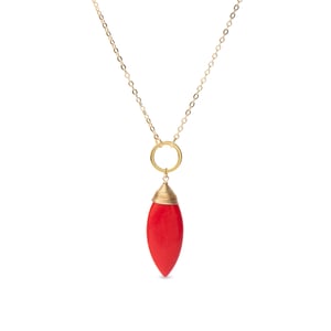Collar Luxenter, ayom de aleación de metal y coral acabado baño oro 18K