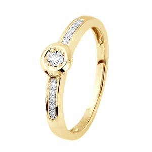 Diamond Solitaire compatible con 0,060 CTS Ilusion 0.50 Cts Gold amarillo
