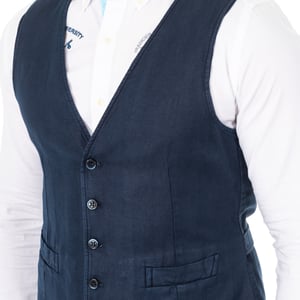 Chaleco de punto fino con cinturón ajustable cuello de V HMJA11 hombre