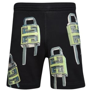 Bermudas negras de corte tablero con diseo de candado de Givenchy