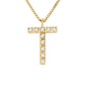 Collar ABC Diamonds 0.05 CTS Letra "T" de 18 quilates de oro amarillo