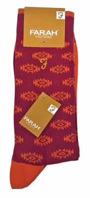 Farah - 2 Pares de Calcetines de Algodón Retro de Lujo para Hombre con Diseños Divertidos - FVS010ORG
