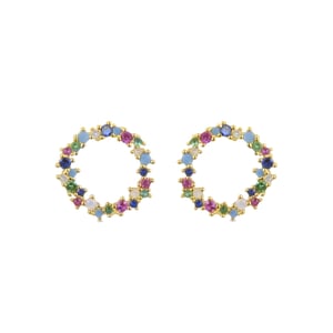 Pendientes Luxenter  de Plata de Ley 925 con Circonita Multicolor acabados en oro amarillo de 18K - Thilak