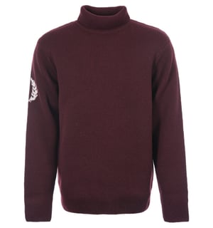 Jersey burdeos con cuello vuelto y corona de laurel de Fred Perry