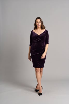 Vestido Amber Bardot Bodycon Terciopelo - Ciruela