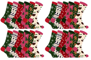 Calcetines de Navidad para Mujer | Calcetines Snob | Calcetines de Navidad de colores | Regalo para Ella - 24 Pack