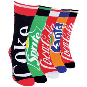 Coca Cola - Pack de 5 calcetines de algodón unisex con logotipo de la marca, divertidos y coloridos, a rayas - CM549