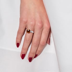 Joyería de perlas de agua dulce ajustable de anillo 9-10 mm dorado 925