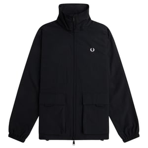 Fred Perry Chaqueta negra con bolsillo de parche y cierre de cremallera