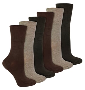 IOMI - Paquete de 6 Calcetines Diabéticos de Bambú para Mujer - Marrón Oscuro