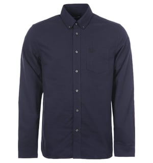 Camisa Oxford de manga larga en azul marino francés con bolsillo con la marca de Fred Perry