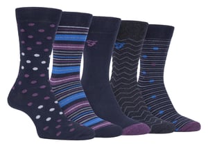 Farah - Paquete de 5 calcetines de algodón para hombre, finos, transpirables y con diseño de lunares - FCS273NVYPUR (Lunares)