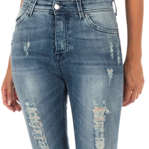 Pantalon Tejano Largo con corte del bajo recto 10DB50280 mujer