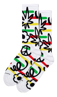 Calcetines Doodle | Calcetines Alegres | Calcetines Doodle Dorados - Blanco