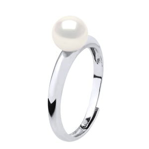 Rush anillo de agua dulce ajustable ronda 6-7 mm de oro 925