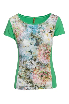 Top verde de manga corta con estampado floral