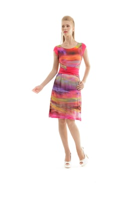 Vestido estampado con cintura lazada