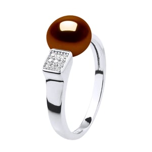 Joyería de perlas de agua dulce ajustable de anillo 9-10 mm dorado 925